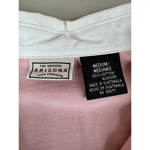 Vintage Arizona Jean Co Womens Y2K Rugby Polo Shirt Top Pink Preppy Old Money - Picture 7 of 12